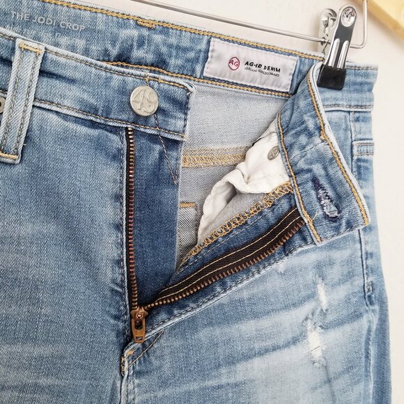 AG Adriano Goldschmied Jodi Crop High Rise Slim Flared Jeans 26 Distressed $245 - Picture 14 of 16